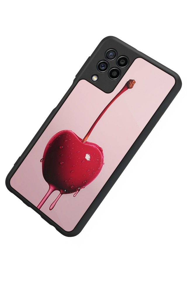 Samsung Galaxy M22 Uyumlu Kiraz Tasarımlı Glossy Premium Kılıf