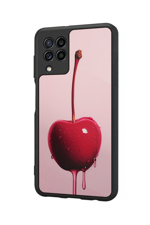 Samsung Galaxy M22 Uyumlu Kiraz Tasarımlı Glossy Premium Kılıf