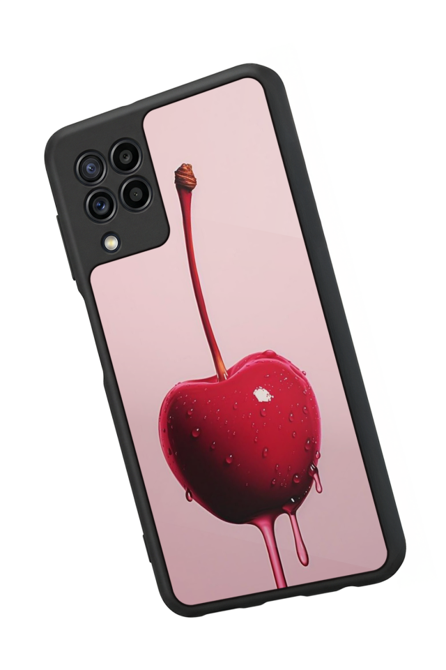 Samsung Galaxy M22 Uyumlu Kiraz Tasarımlı Glossy Premium Kılıf