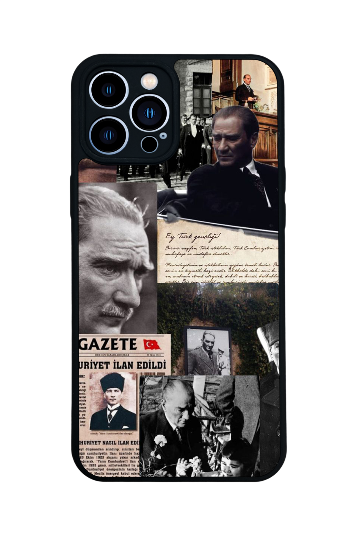 iPhone 13 Pro Max Uyumlu Mustafa Kemal Ataturk Tasarımlı Glossy Premium Kılıf