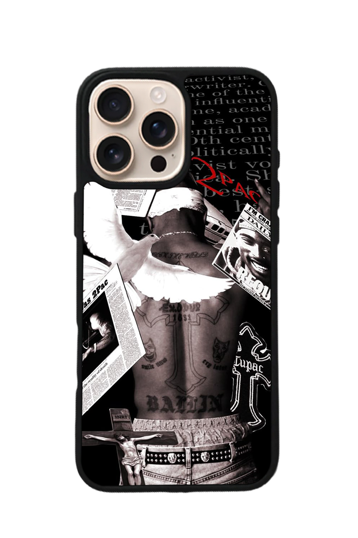 iPhone 16 Pro Uyumlu Tupac Tasarımlı Glossy Premium Kılıf