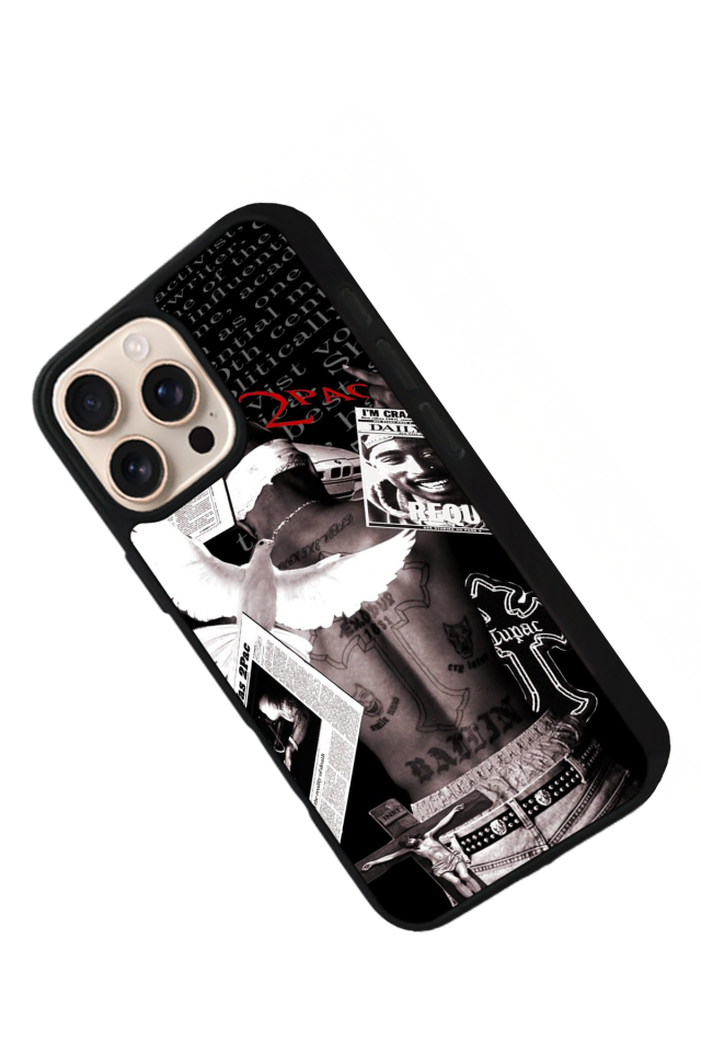 iPhone 16 Pro Uyumlu Tupac Tasarımlı Glossy Premium Kılıf