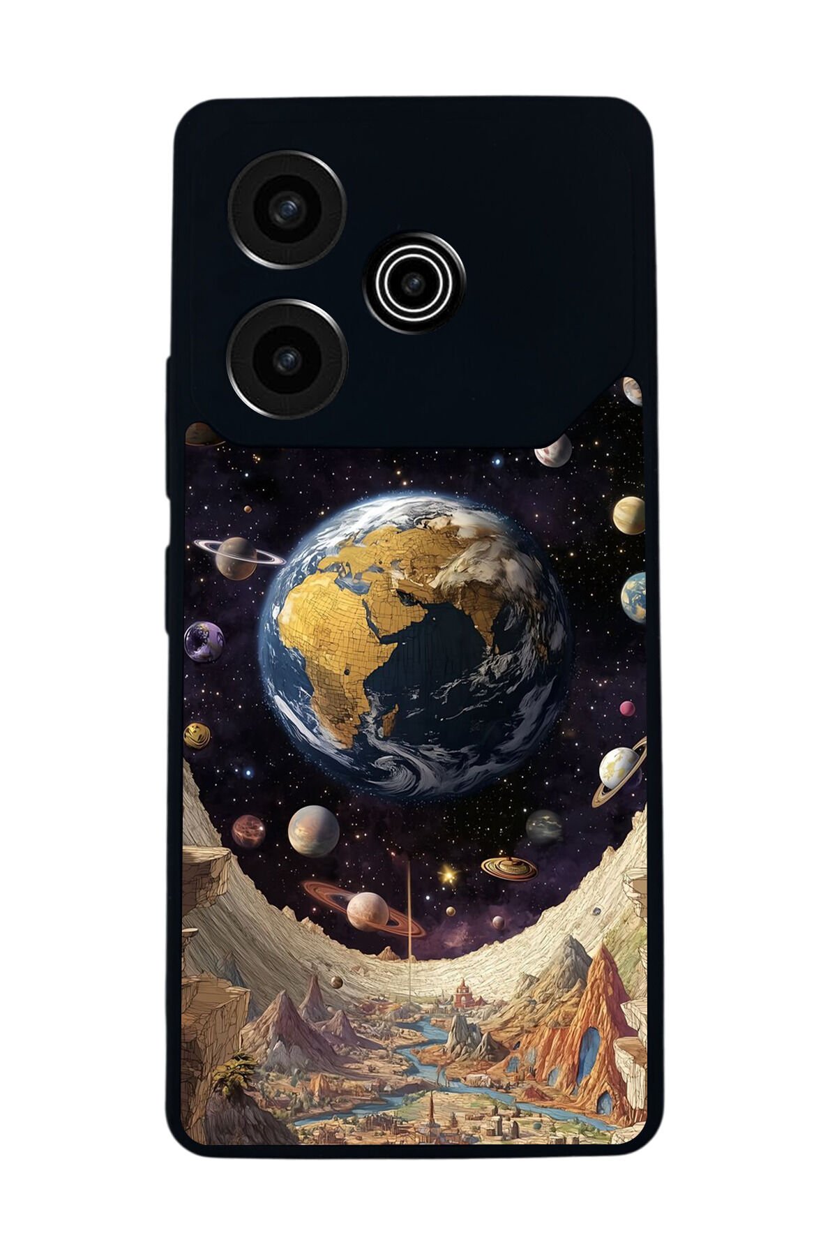 Tecno Pova 6 Uyumlu Uzay Tasarımlı Glossy Premium Kılıf