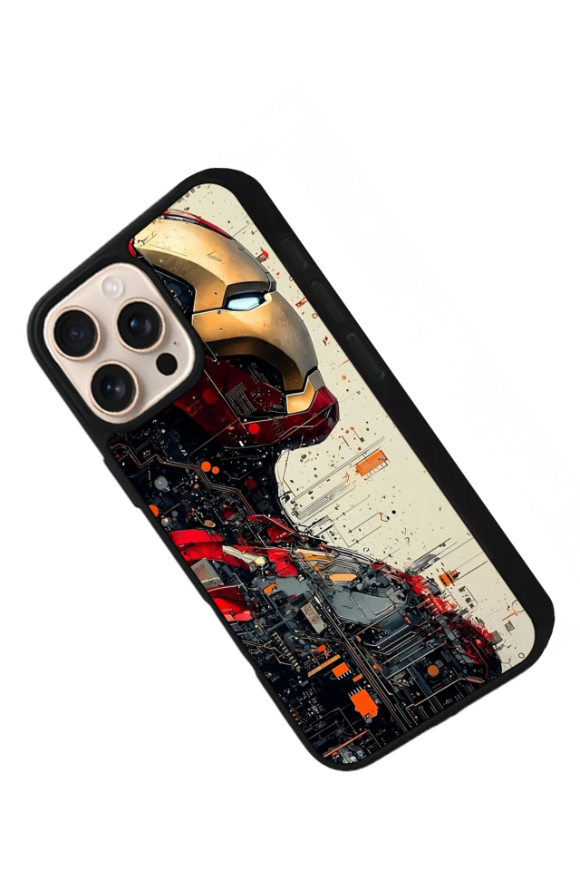 iPhone 15 Pro Uyumlu  Iron Man ( Demir Adam ) Tasarımlı Glossy Premium Kılıf