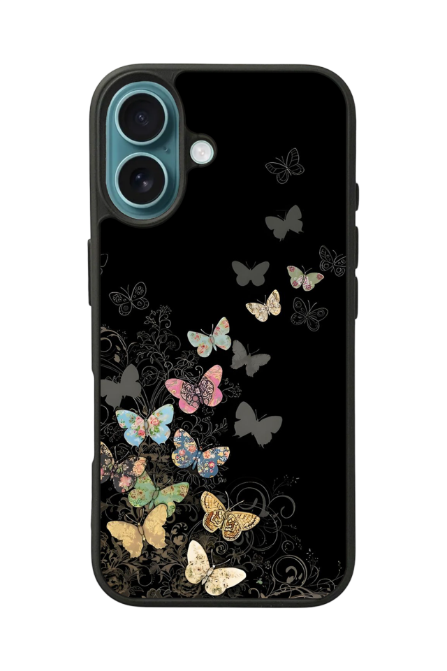 iPhone 16 Plus Uyumlu Kelebek Tasarımlı Glossy Premium Kılıf