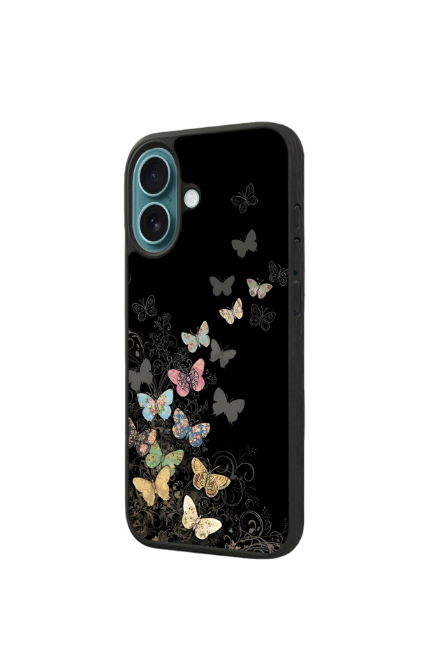 iPhone 16 Plus Uyumlu Kelebek Tasarımlı Glossy Premium Kılıf