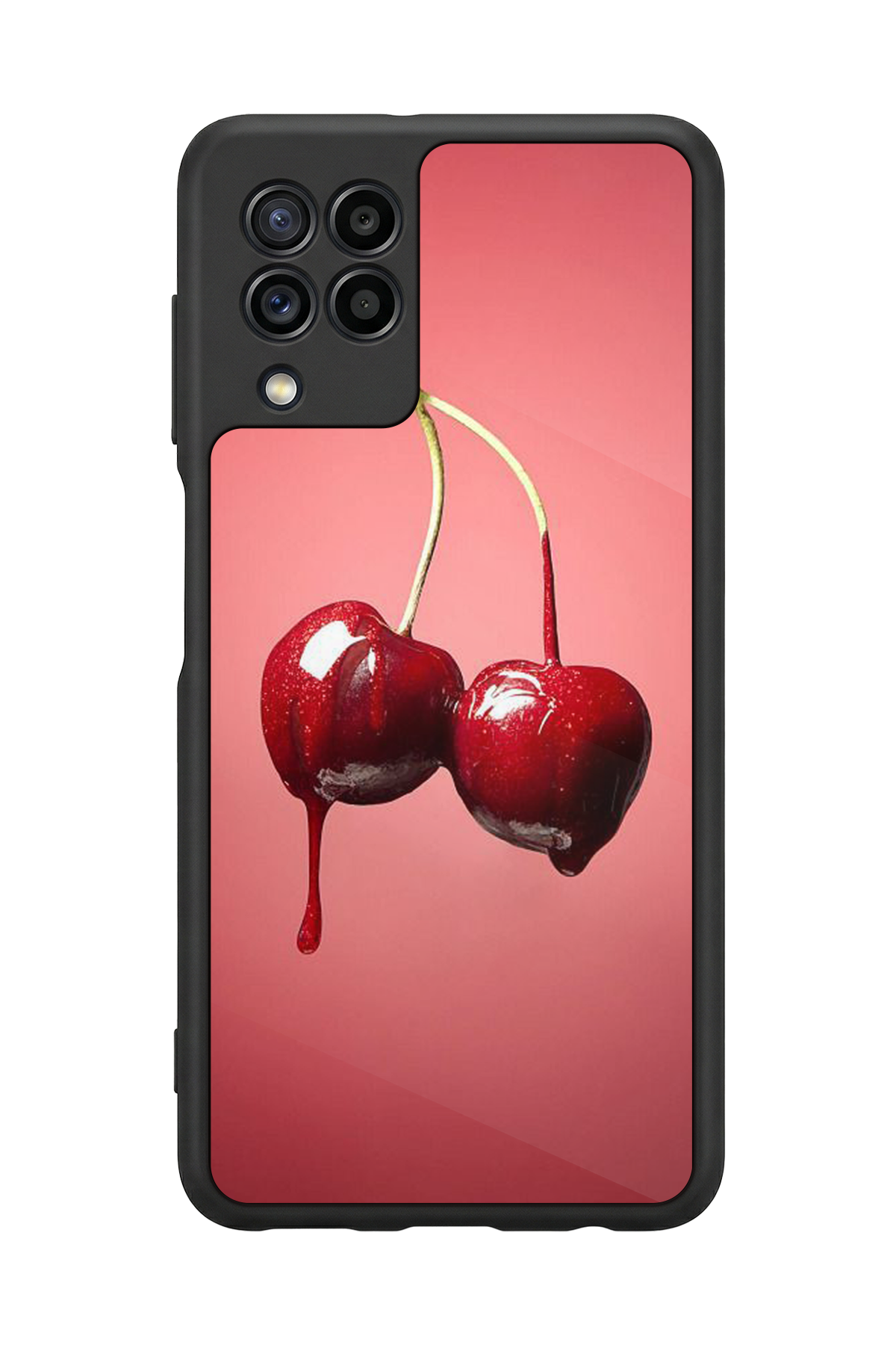 Samsung Galaxy M22 Uyumlu Kiraz Tasarımlı Glossy Premium Kılıf