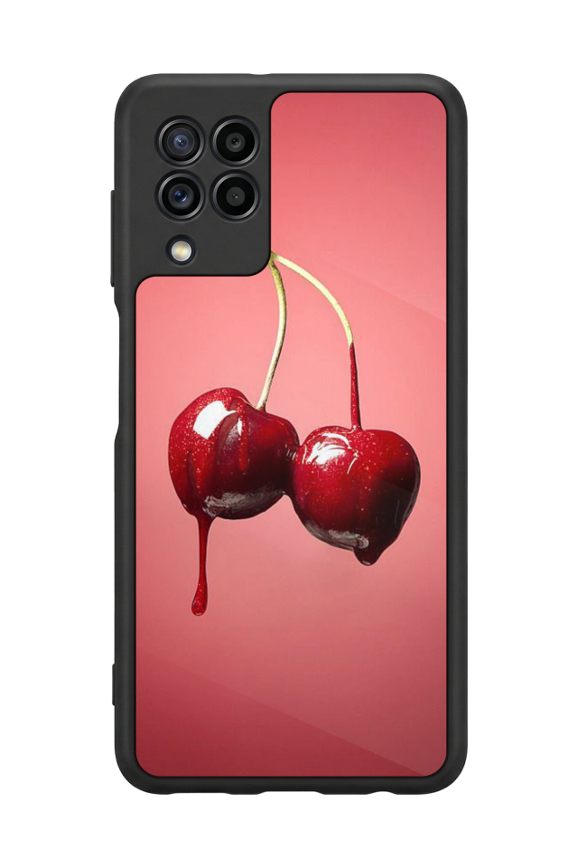 Samsung Galaxy M22 Uyumlu Kiraz Tasarımlı Glossy Premium Kılıf