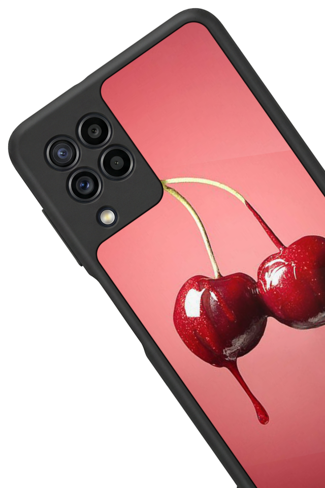 Samsung Galaxy M22 Uyumlu Kiraz Tasarımlı Glossy Premium Kılıf