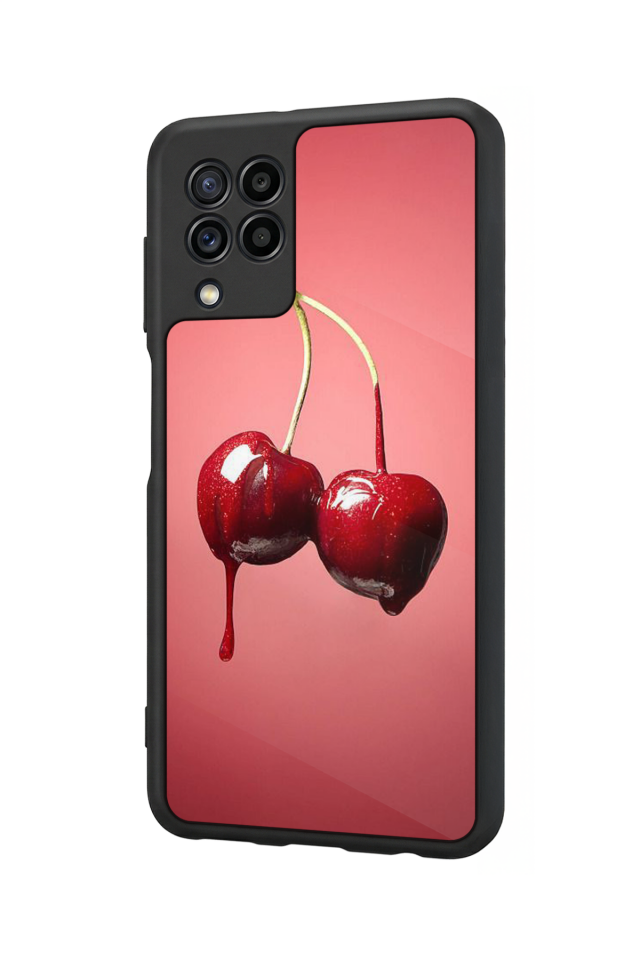 Samsung Galaxy M22 Uyumlu Kiraz Tasarımlı Glossy Premium Kılıf