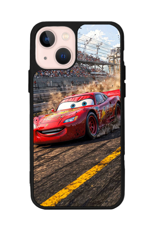 iPhone 13 Mini Uyumlu Şimsek McQueen Tasarımlı Glossy Premium Kılıf