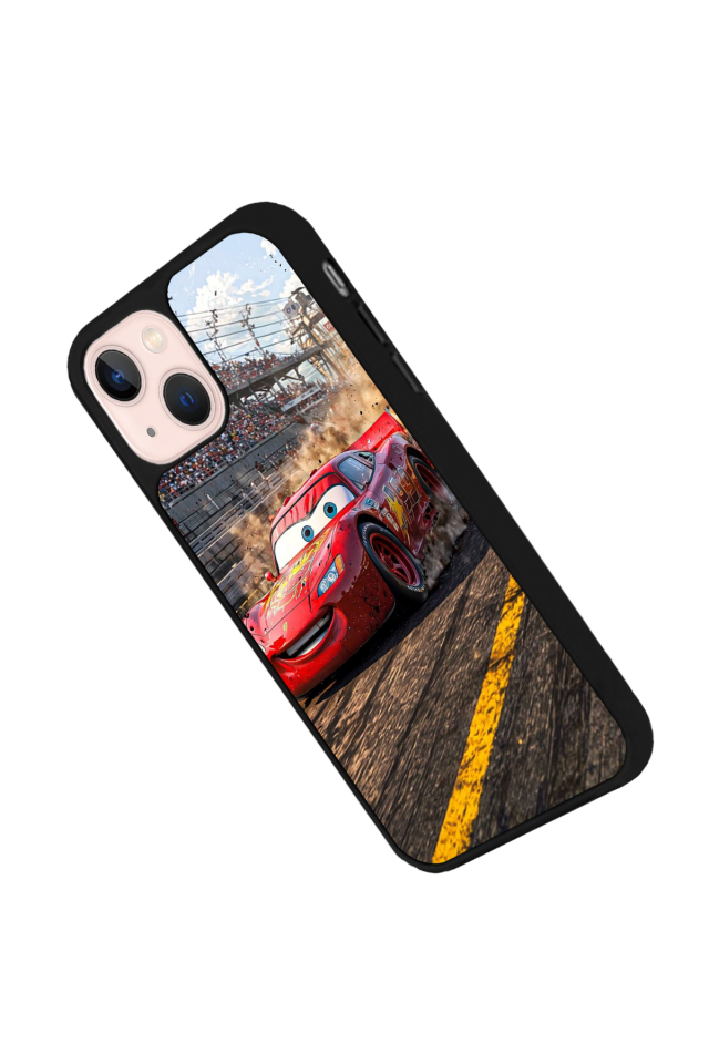 iPhone 13 Mini Uyumlu Şimsek McQueen Tasarımlı Glossy Premium Kılıf