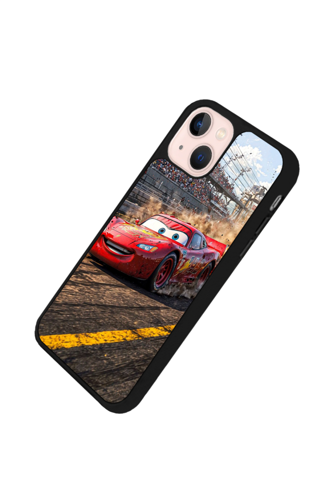 iPhone 13 Mini Uyumlu Şimsek McQueen Tasarımlı Glossy Premium Kılıf