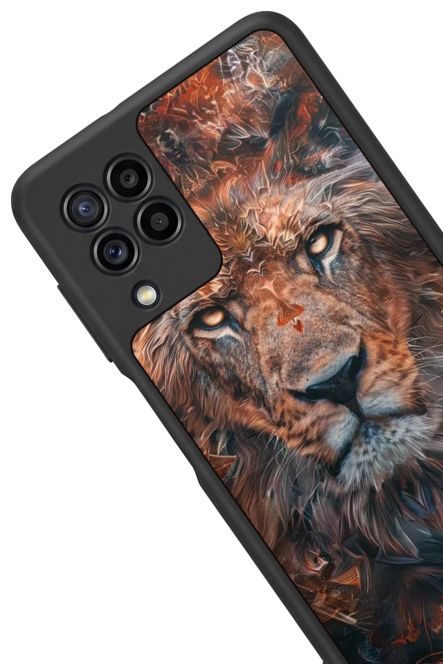 Samsung Galaxy M32 Uyumlu Aslan Tasarımlı Glossy Premium Kılıf