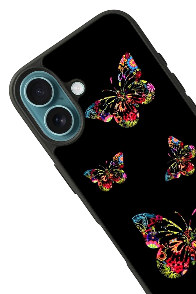 iPhone 16 Plus Uyumlu Kelebek Tasarımlı Glossy Premium Kılıf