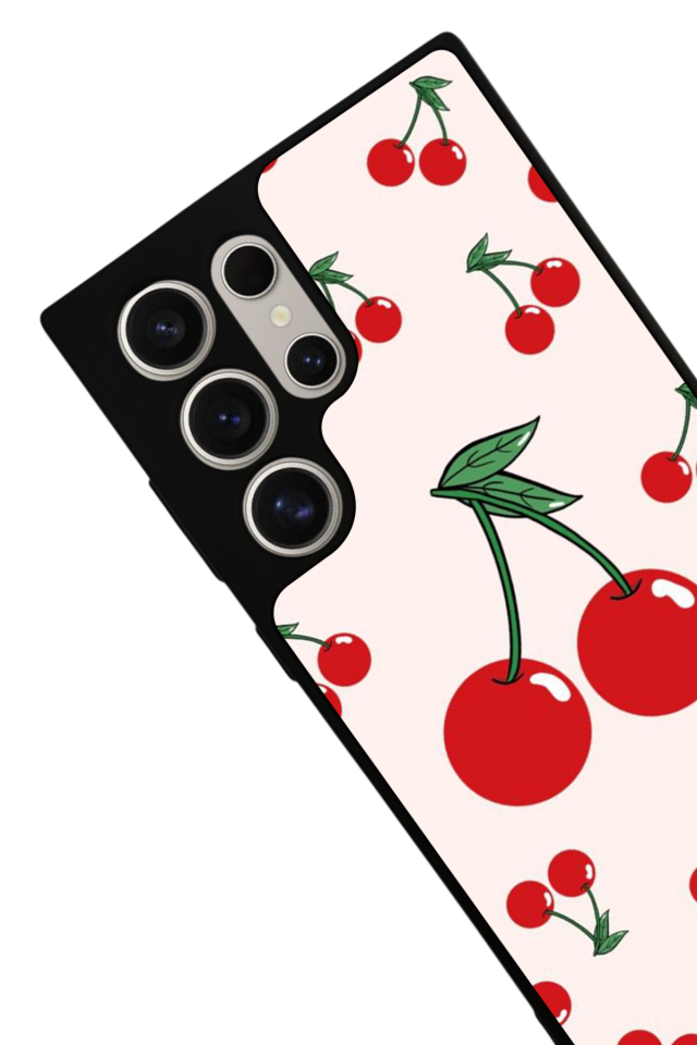 Samsung Galaxy S23 Ultra Uyumlu Kiraz Tasarımlı Glossy Premium Kılıf