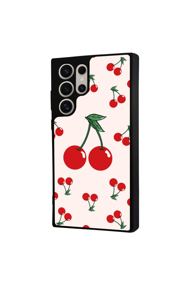 Samsung Galaxy S23 Ultra Uyumlu Kiraz Tasarımlı Glossy Premium Kılıf