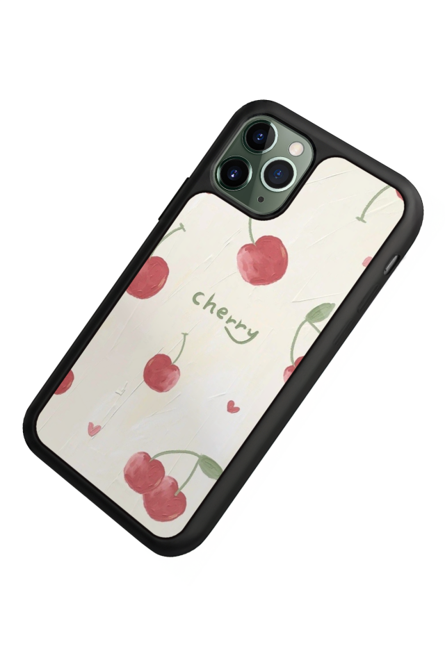 iPhone 11 Pro Uyumlu Kiraz Tasarımlı Glossy Premium Kılıf