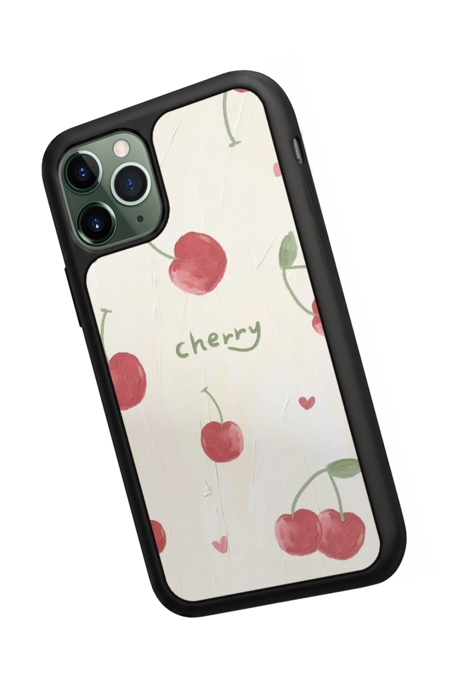 iPhone 11 Pro Uyumlu Kiraz Tasarımlı Glossy Premium Kılıf