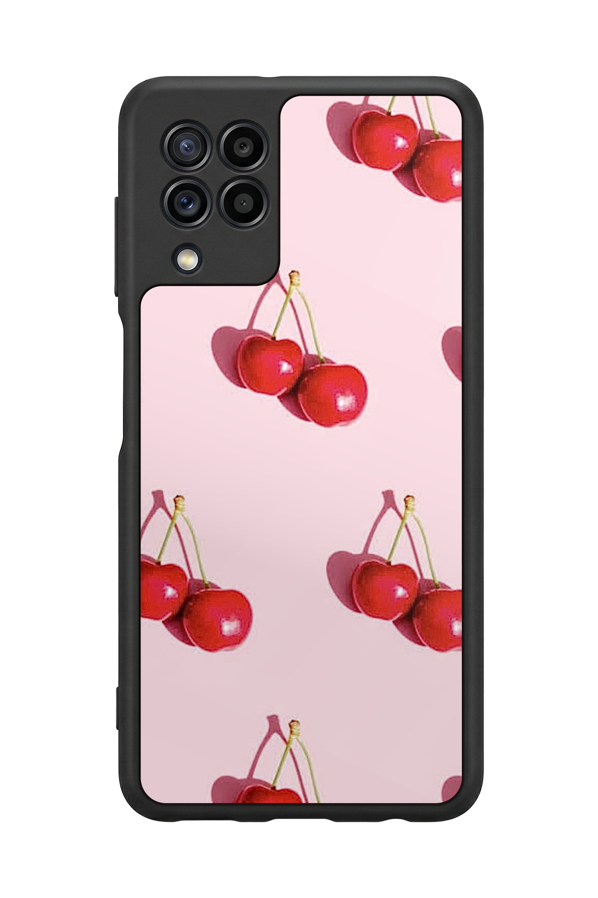 Samsung Galaxy M22 Uyumlu Kiraz Tasarımlı Glossy Premium Kılıf
