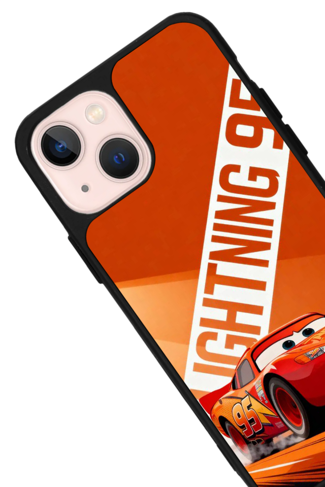 iPhone 13 Mini Uyumlu Şimsek McQueen Tasarımlı Glossy Premium Kılıf