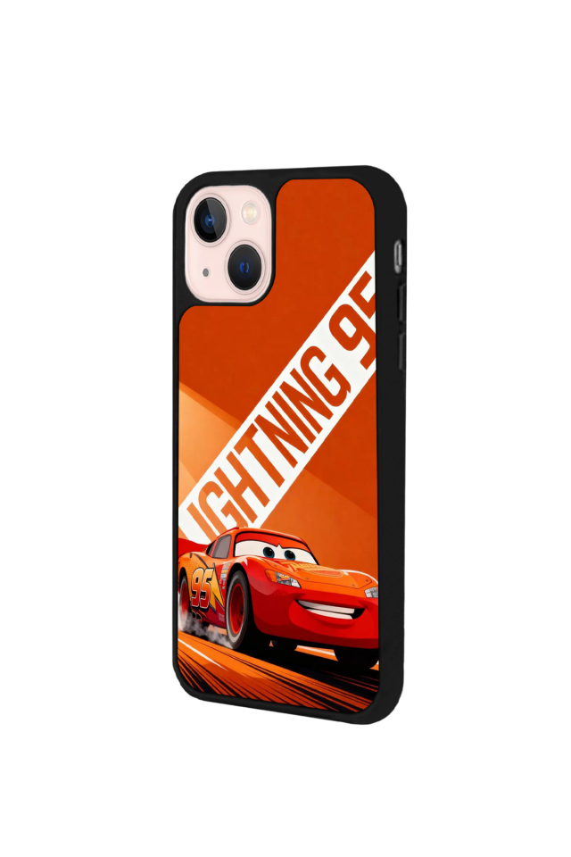 iPhone 13 Mini Uyumlu Şimsek McQueen Tasarımlı Glossy Premium Kılıf