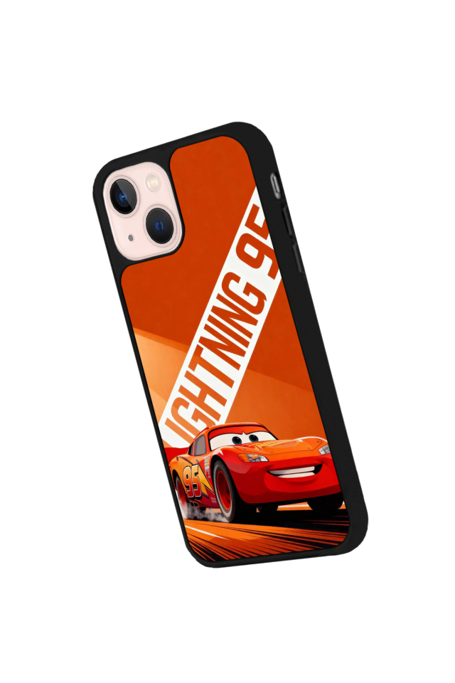 iPhone 13 Mini Uyumlu Şimsek McQueen Tasarımlı Glossy Premium Kılıf