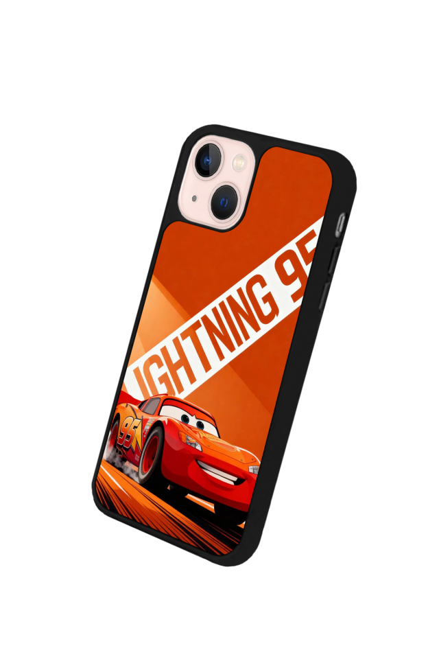 iPhone 13 Mini Uyumlu Şimsek McQueen Tasarımlı Glossy Premium Kılıf
