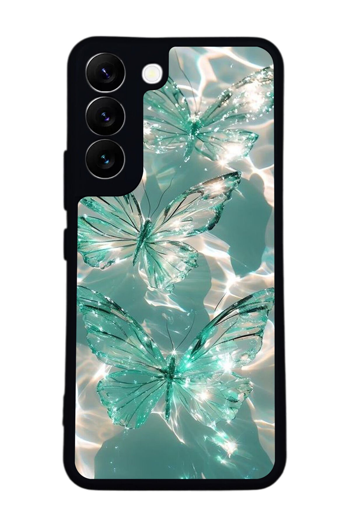 Samsung Galaxy S22 Uyumlu Kelebek Tasarımlı Glossy Premium Kılıf