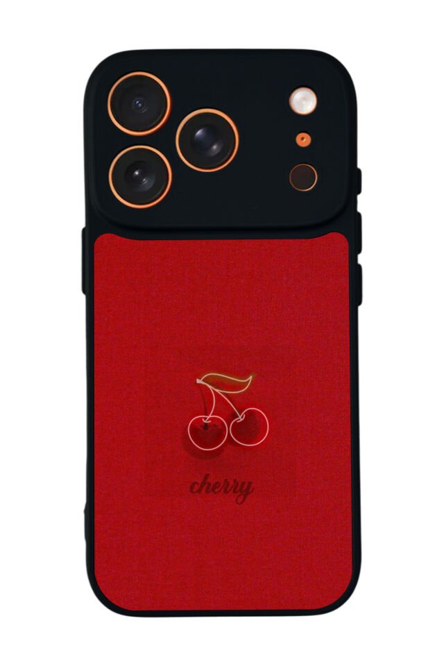 iPhone 17 Pro Uyumlu Kiraz Tasarımlı Glossy Premium Kılıf
