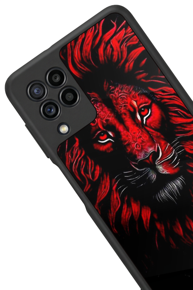 Samsung Galaxy M32 Uyumlu Aslan Tasarımlı Glossy Premium Kılıf