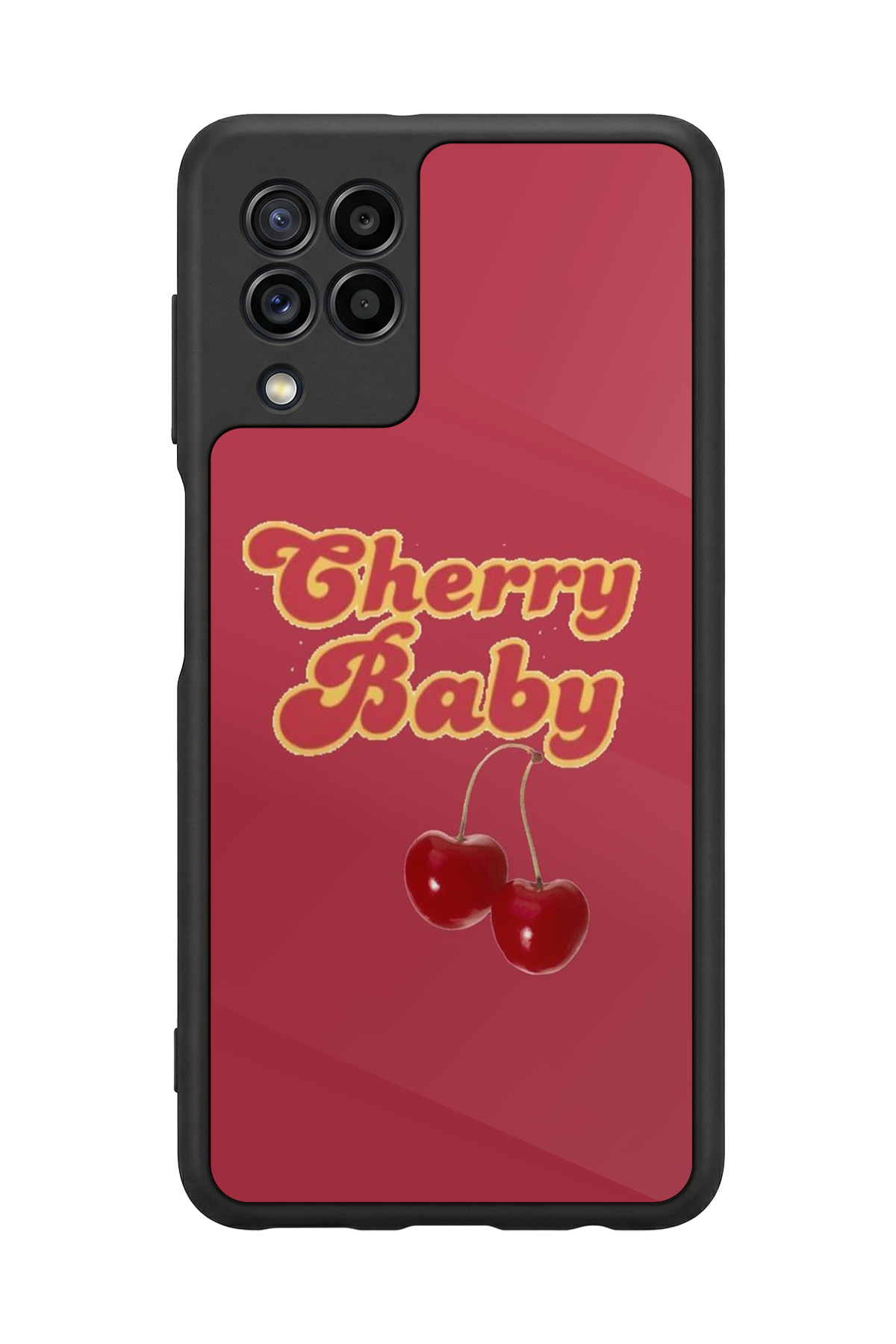 Samsung Galaxy M22 Uyumlu Kiraz Tasarımlı Glossy Premium Kılıf