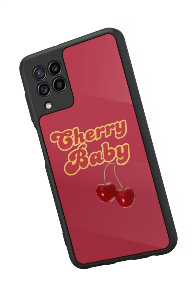 Samsung Galaxy M22 Uyumlu Kiraz Tasarımlı Glossy Premium Kılıf