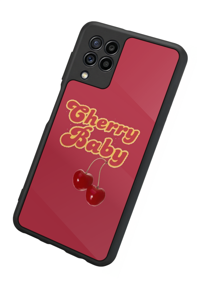 Samsung Galaxy M22 Uyumlu Kiraz Tasarımlı Glossy Premium Kılıf