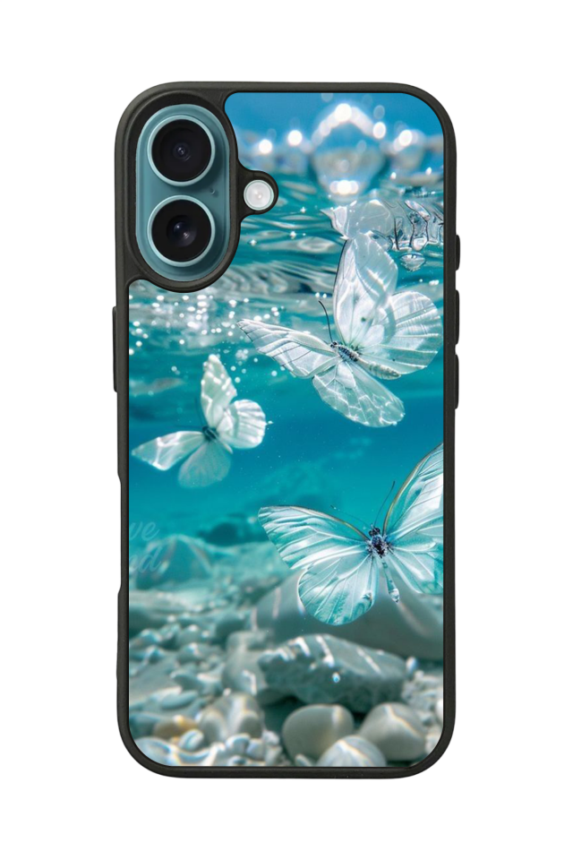 iPhone 16 Plus Uyumlu Kelebek Tasarımlı Glossy Premium Kılıf