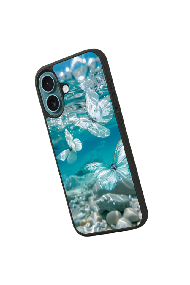 iPhone 16 Plus Uyumlu Kelebek Tasarımlı Glossy Premium Kılıf