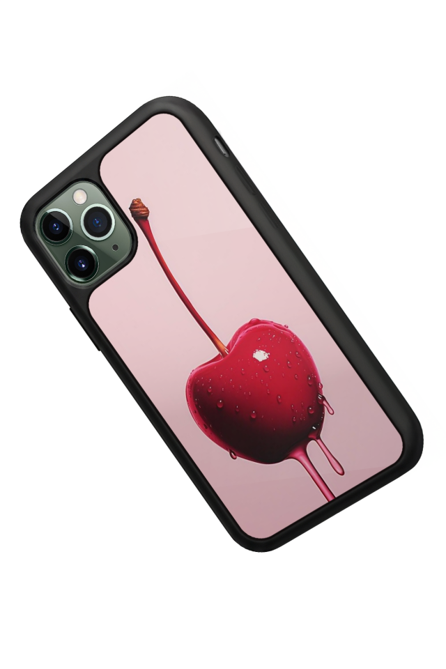 iPhone 11 Pro Uyumlu Kiraz Tasarımlı Glossy Premium Kılıf