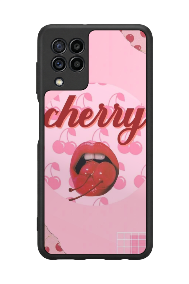 Samsung Galaxy M22 Uyumlu Kiraz Tasarımlı Glossy Premium Kılıf