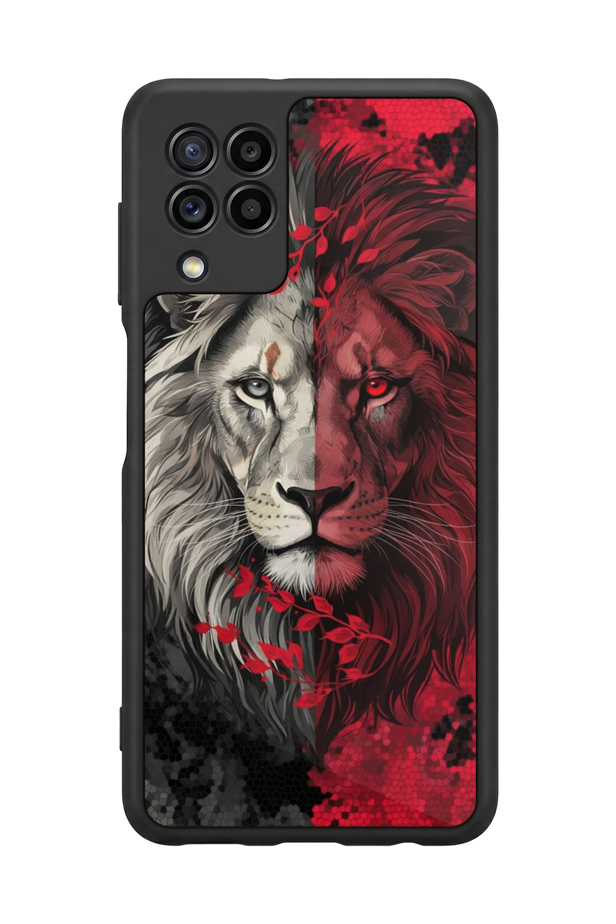 Samsung Galaxy M32 Uyumlu Aslan Tasarımlı Glossy Premium Kılıf