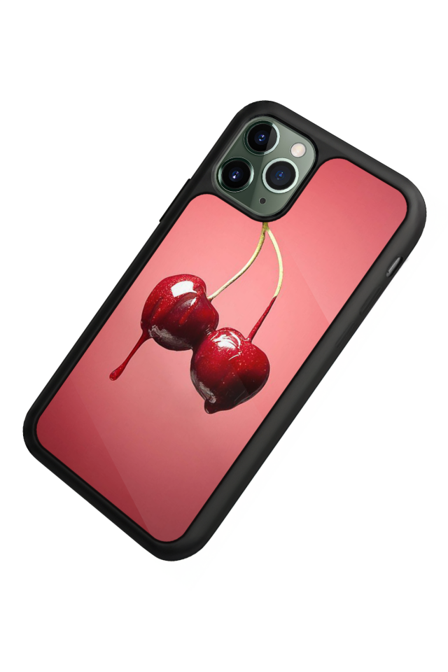iPhone 11 Pro Uyumlu Kiraz Tasarımlı Glossy Premium Kılıf