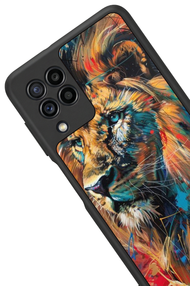 Samsung Galaxy M32 Uyumlu Aslan Tasarımlı Glossy Premium Kılıf