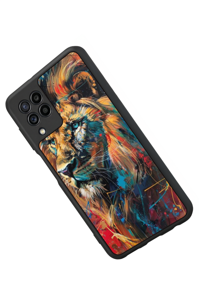 Samsung Galaxy M32 Uyumlu Aslan Tasarımlı Glossy Premium Kılıf