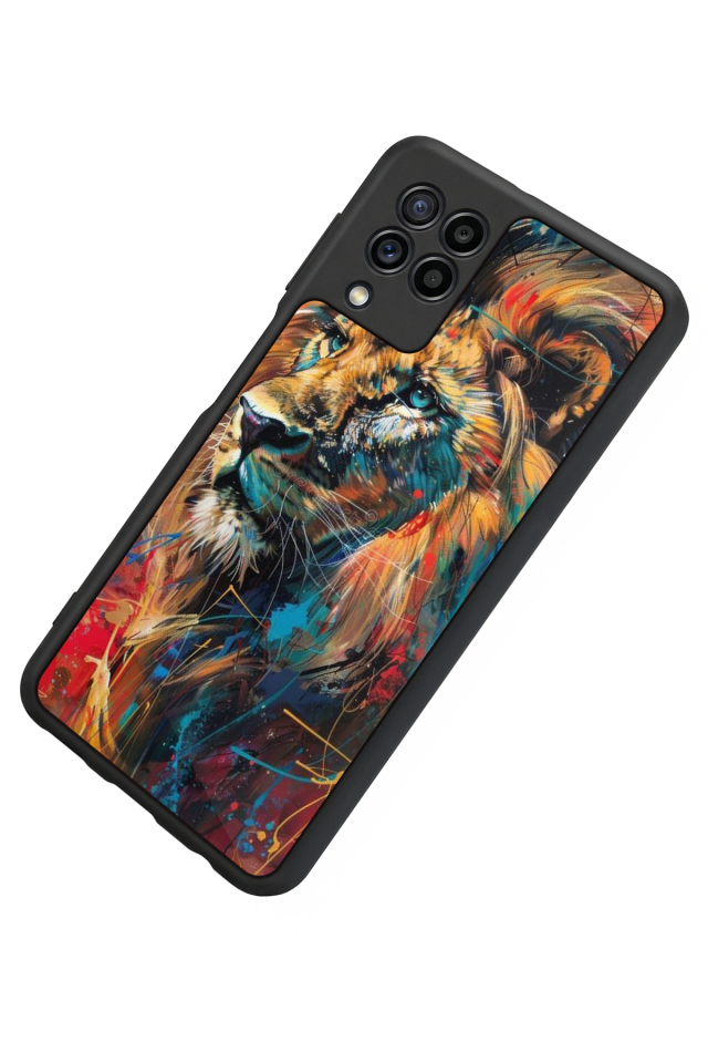 Samsung Galaxy M32 Uyumlu Aslan Tasarımlı Glossy Premium Kılıf