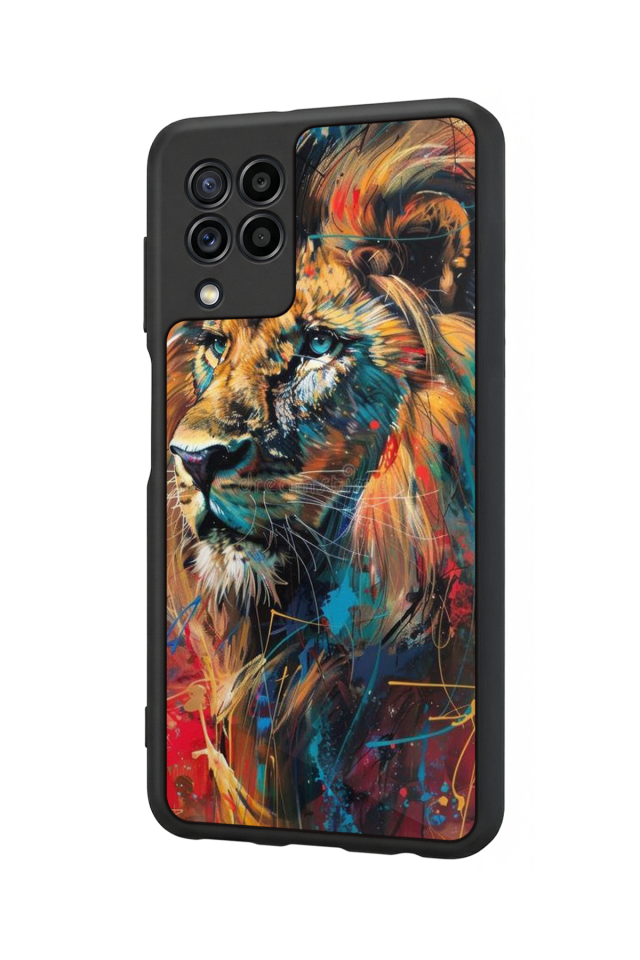 Samsung Galaxy M32 Uyumlu Aslan Tasarımlı Glossy Premium Kılıf