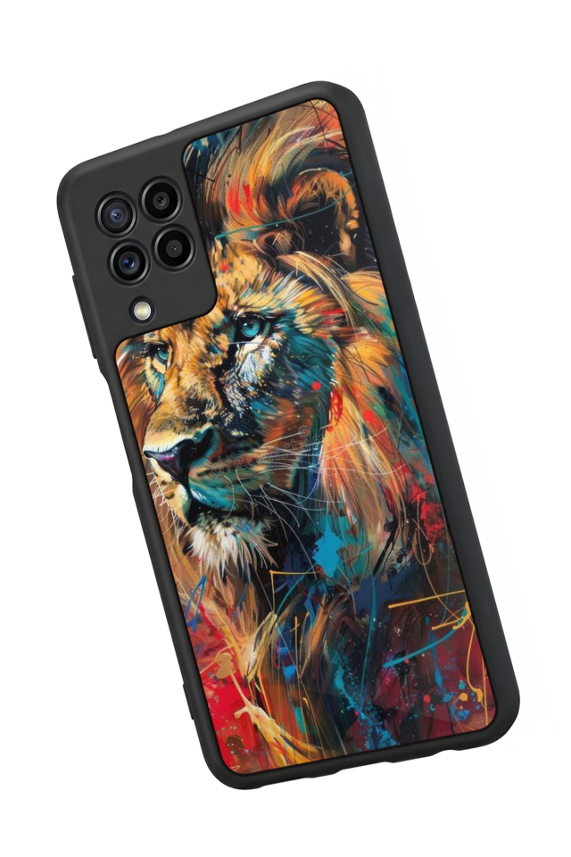 Samsung Galaxy M32 Uyumlu Aslan Tasarımlı Glossy Premium Kılıf