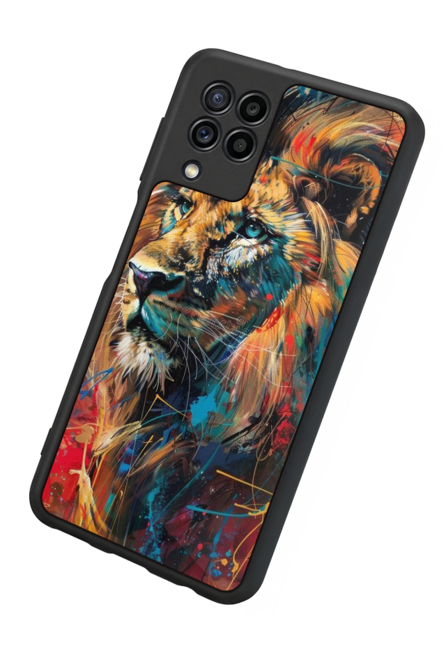 Samsung Galaxy M32 Uyumlu Aslan Tasarımlı Glossy Premium Kılıf