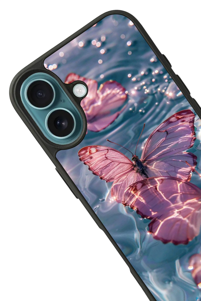 iPhone 16 Plus Uyumlu Kelebek Tasarımlı Glossy Premium Kılıf