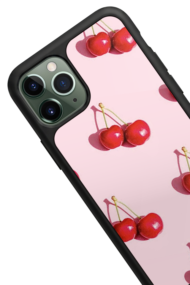 iPhone 11 Pro Uyumlu Kiraz Tasarımlı Glossy Premium Kılıf