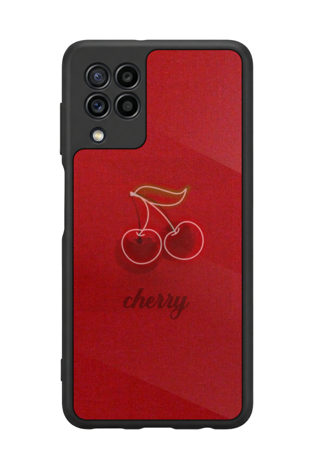 Samsung Galaxy M22 Uyumlu Kiraz Tasarımlı Glossy Premium Kılıf