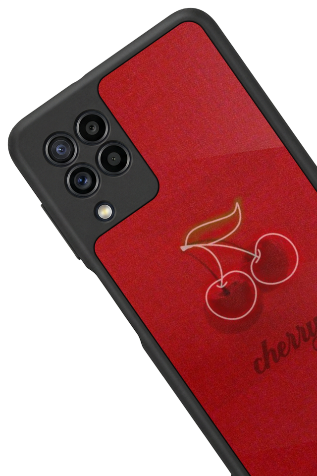 Samsung Galaxy M22 Uyumlu Kiraz Tasarımlı Glossy Premium Kılıf